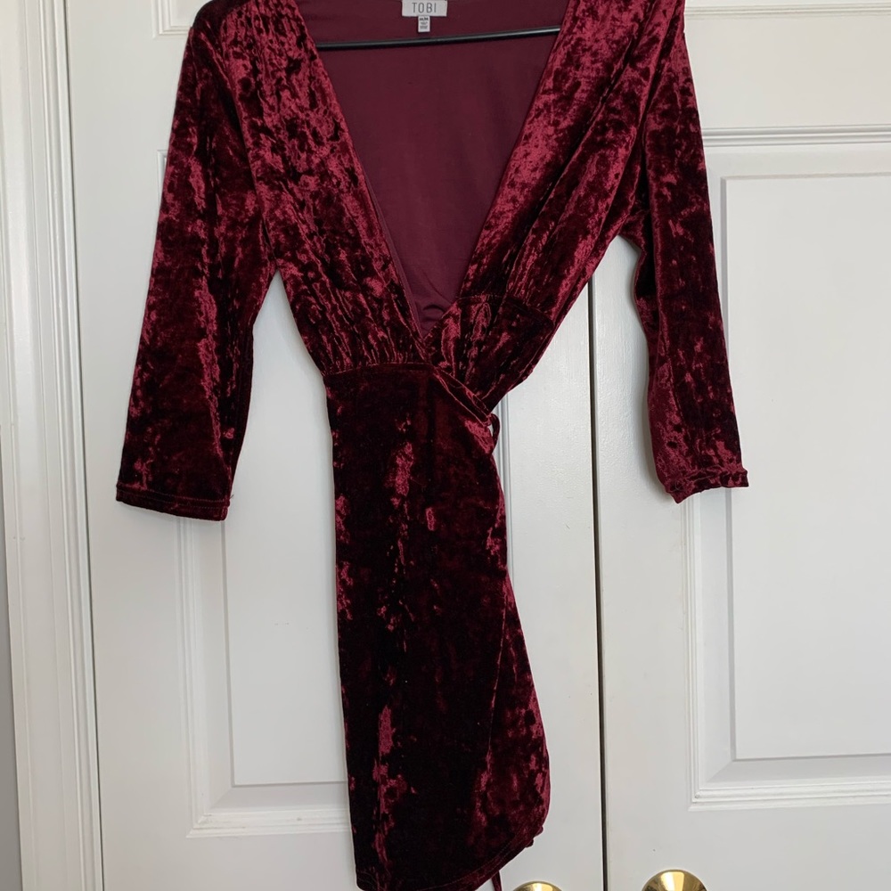 Tobi Crushed Velvet Wrap Dress